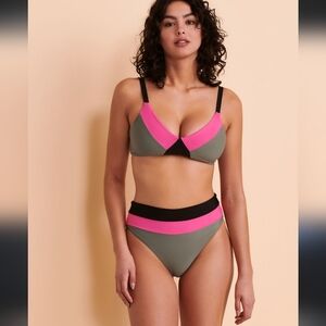 MALIA Colorblock Bikini Set in Pink and Blue